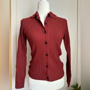 ZARA Ribbed Polo Sweater Top - Medium